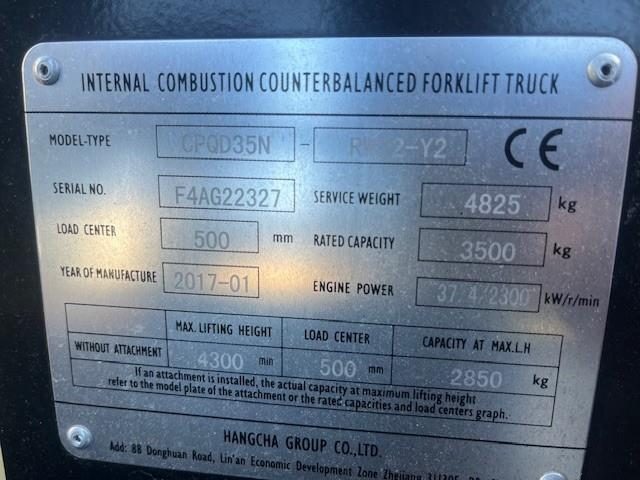 2017 Hangcha FORKLIFT 3.5 Ton LPG/Petrol Forklift Carousel 4