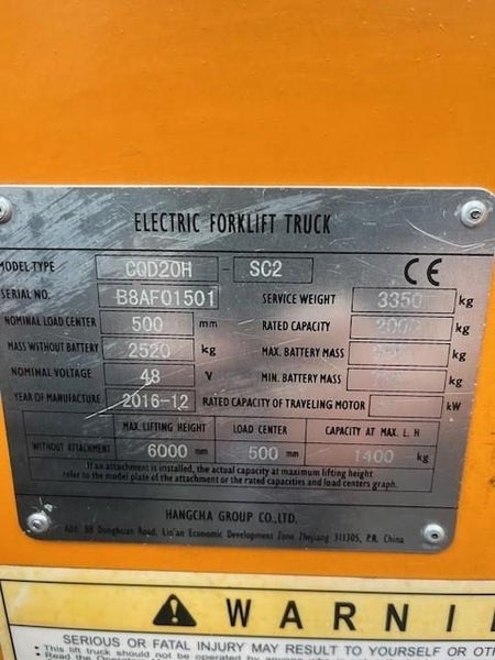 2016 Hangcha FORKLIFT 1.4 Ton Hangcha Electric... Carousel 5