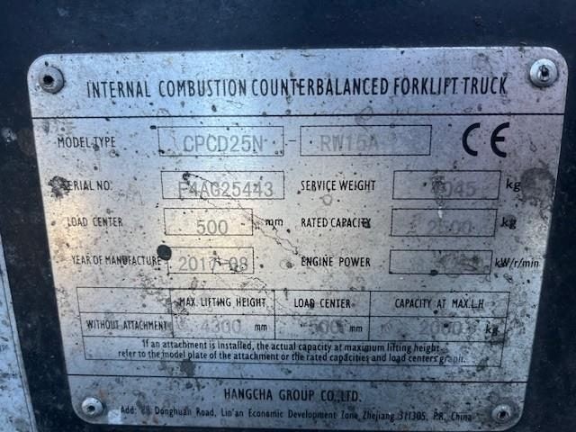2021 Hangcha 2.5T 2.5 Ton Diesel Forklift Carousel 8