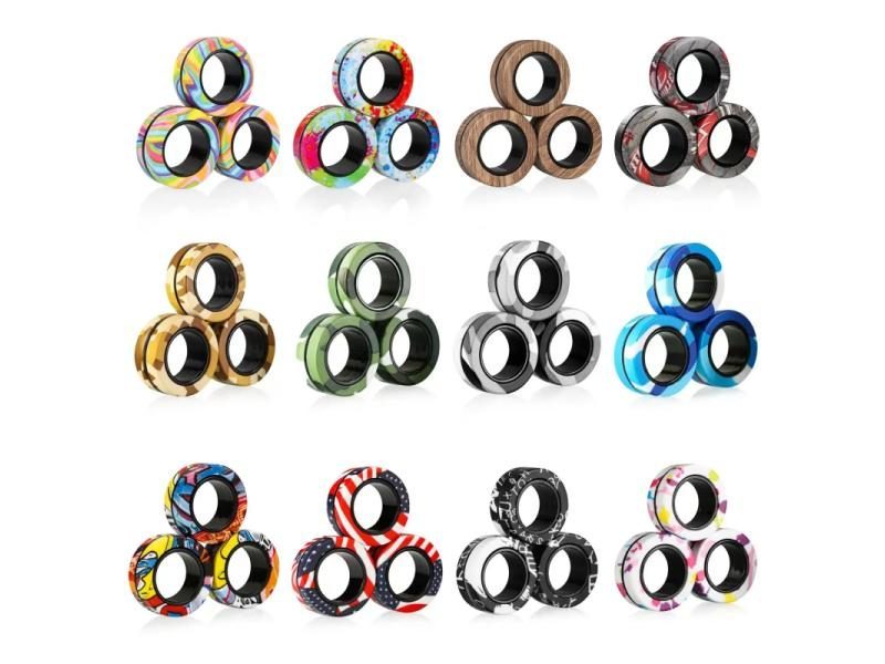 3Pcs Fidget Spinner Magnetic Ring Toys For Adult Kids Anxiety Stress Relief Carousel 1
