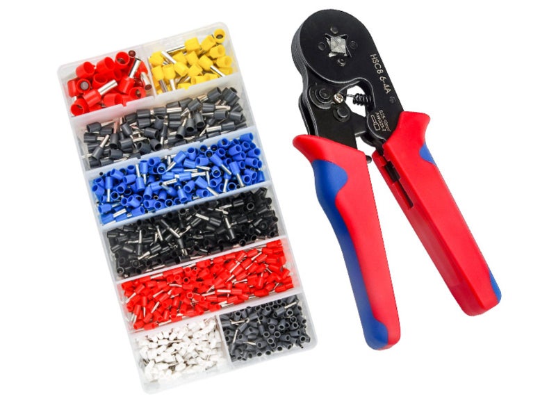 1200PCS Electrical Wire Terminals Self-Adjustable Ferrule Crimping Plier Kit62946201259523110