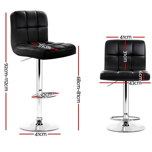 Artiss Bar Stools Black Leather Gas Lift Furniture For Home And Garden Carousel 2