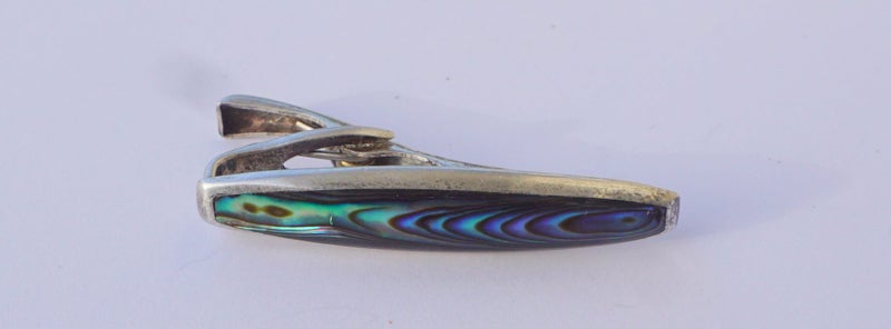 Antique New Zealand Silver - Tie Clip - Paua Shell and New Zealand Silver Carousel 2