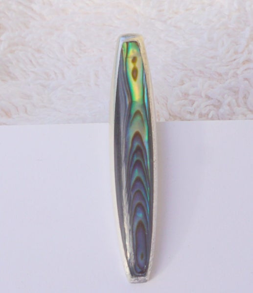 Antique New Zealand Silver - Tie Clip - Paua Shell and New Zealand Silver Carousel 1