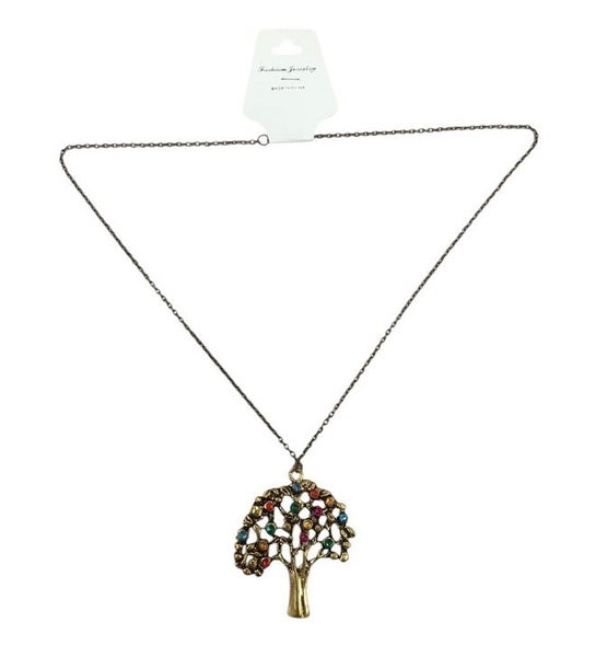 Tree Of Life Artificial Gemstone Necklace With Chain Carousel 1