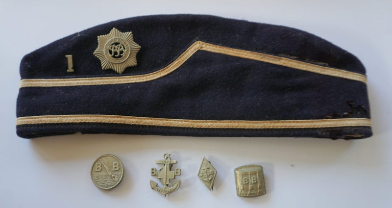 Antique Boys Brigade Cap with Badges / Pins Carousel 1