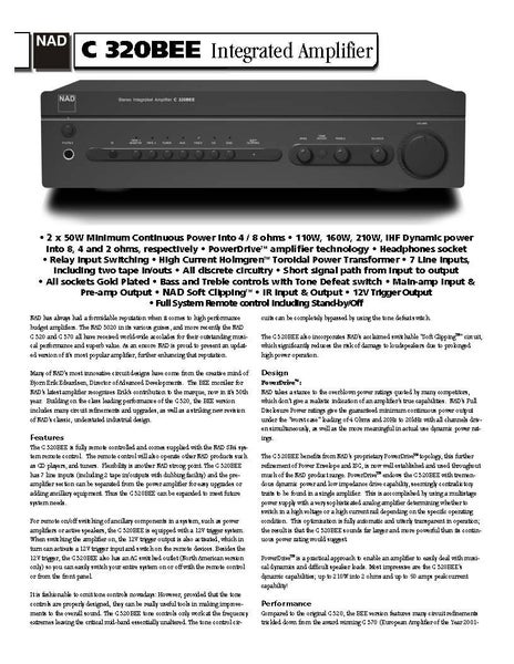 NAD Stereo Integrated Amplifier C320 BEE62939544402818114