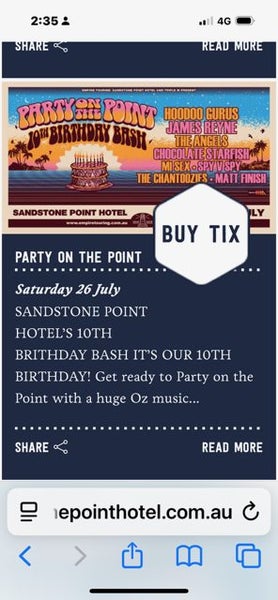 Sandstone Point 10th Birthday Bash Concert Tickets x 2 Carousel 1