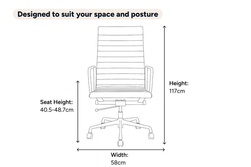 Matt Blatt Eames Replica High Back Leather Office Chair (Tan/Chrome) Carousel 10