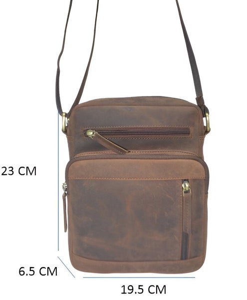 Quality Full Grain Hunter Leather Shoulder/Crossbody Bag. Style No: 51015.62933736423939111