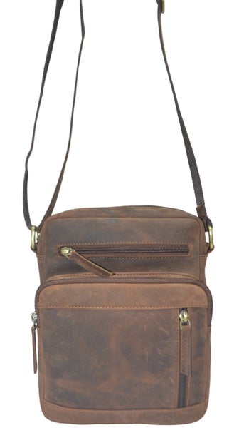 Quality Full Grain Hunter Leather Shoulder/Crossbody Bag. Style No: 51015.629337364239391118