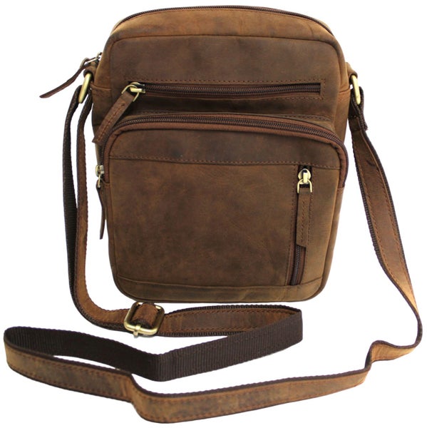 Quality Full Grain Hunter Leather Shoulder/Crossbody Bag. Style No: 51015.62933736423939113