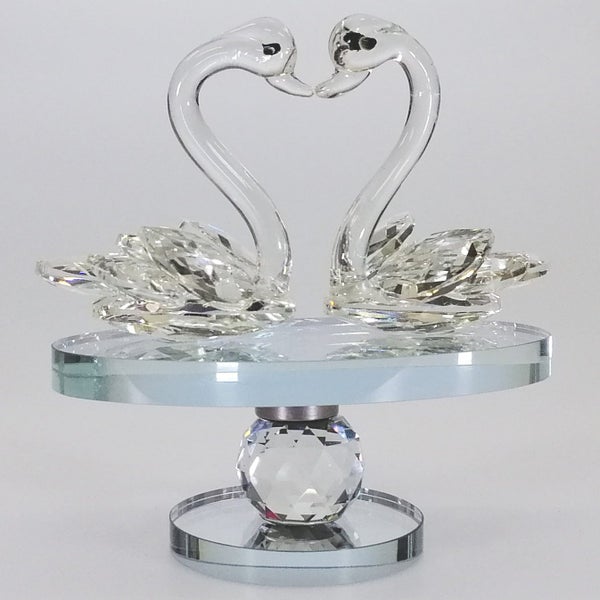 Cut Glass Swans on Turnable Mirror Base63613505631617110