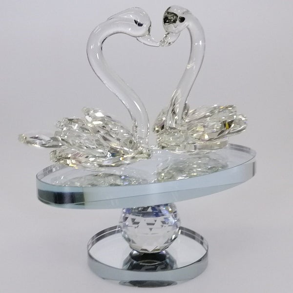 Cut Glass Swans on Turnable Mirror Base63613505631617111