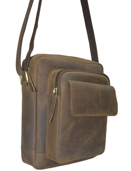 Quality Full Grain Hunter Leather Shoulder/Crossbody Bag. Style No: 51016.62982324053506116
