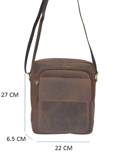 Quality Full Grain Hunter Leather Shoulder/Crossbody Bag. Style No: 51016.62982324053506111
