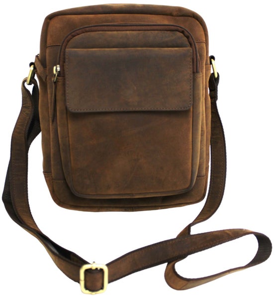 Quality Full Grain Hunter Leather Shoulder/Crossbody Bag. Style No: 51016.62982324053506112