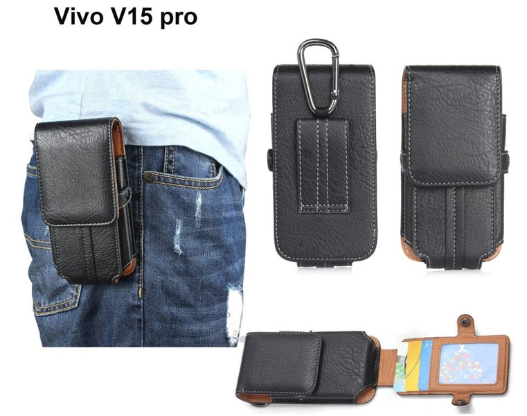 Vivo V15 Pro Leather Belt Holster Belt Pouch With Belt loop blk Carousel 1