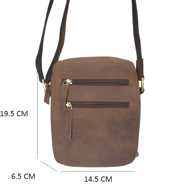 Full Grain Brown Hunter Leather Shoulder/Crossbody Bag. Style No: 51017.62982324076034112