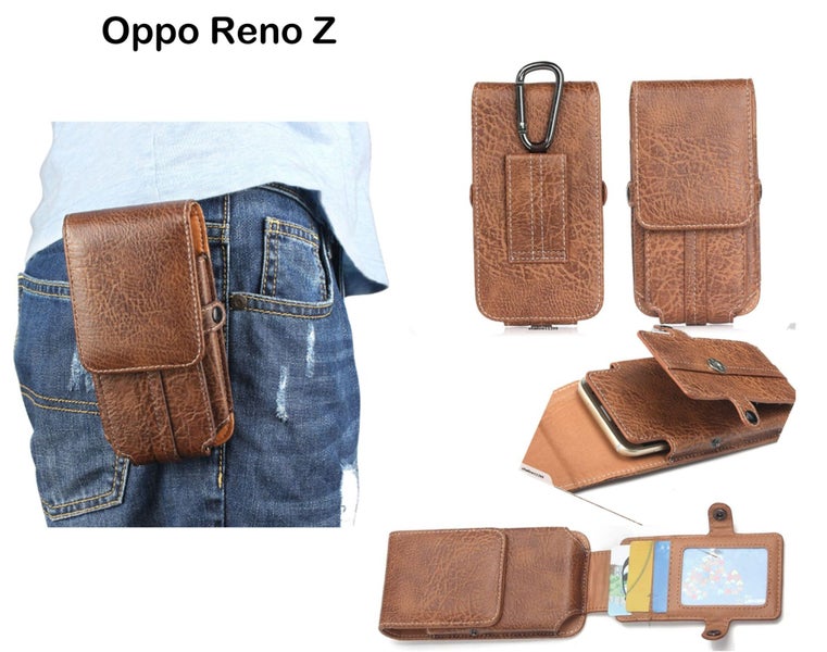 Oppo Reno Z Leather Belt Holster Belt Pouch With Belt loop brn Carousel 1