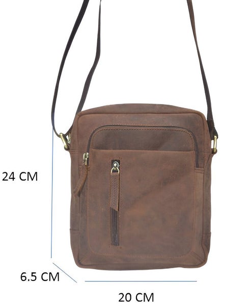 Quality Full Grain Hunter Leather Shoulder/Crossbody Bag. Style No: 51018.62982324071426111