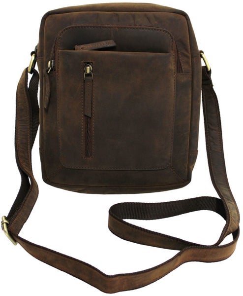 Quality Full Grain Hunter Leather Shoulder/Crossbody Bag. Style No: 51018.62982324071426112