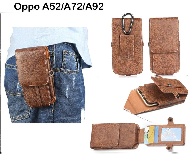 Oppo A72 Leather Belt Holster Belt Pouch With Belt loop brn Carousel 1