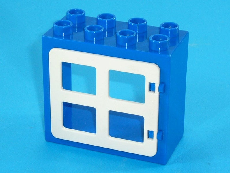 ®™DUPLO - 1 Blue/White Door / Window with Four Panes Square Corners ~Retired~ Carousel 2