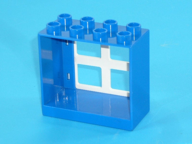 ®™DUPLO - 1 Blue/White Door / Window with Four Panes Square Corners ~Retired~ Carousel 3