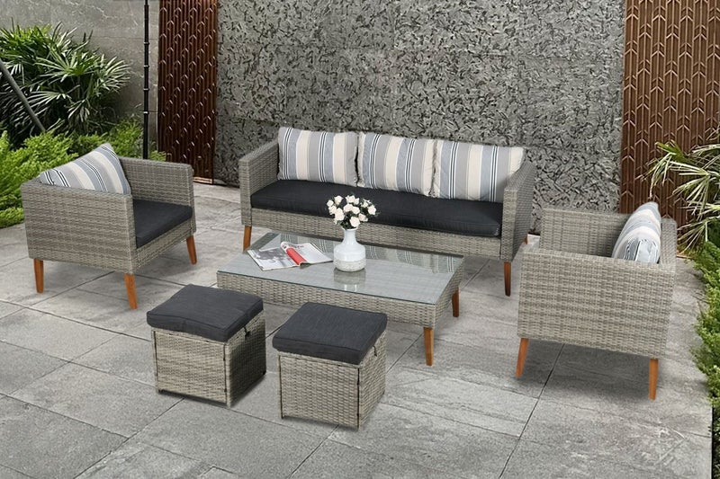 JUNO 6PC Outdoor Lounge Set629519053009941124
