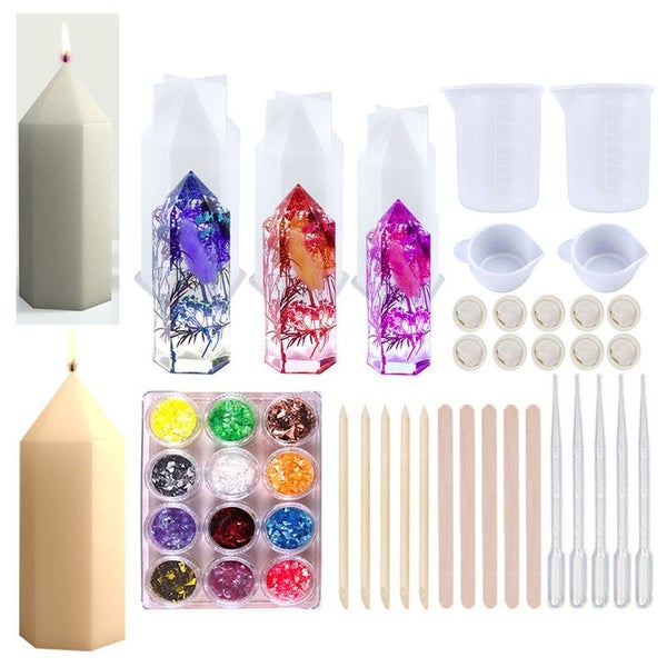 Crystal Tower Candle Molds Silicone Resin Moulds Kit Carousel 1