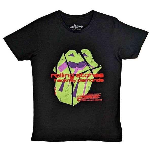 The Rolling Stones T Shirt Hackney Diamonds Neon Tongue new Official Black Carousel 1