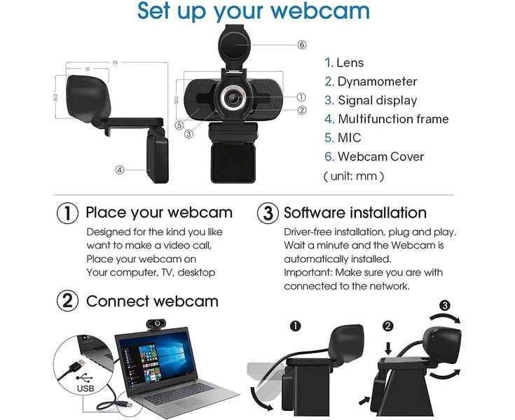 1080p Full Hd Webcam,Computer Laptop Pc Mac Desktop Camera for Conference and Carousel 4