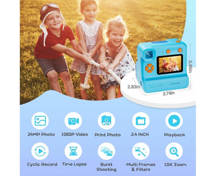1080P Instant Print Camera for Kids,HD Digital Video Cameras with 3 Print Pap Carousel 2