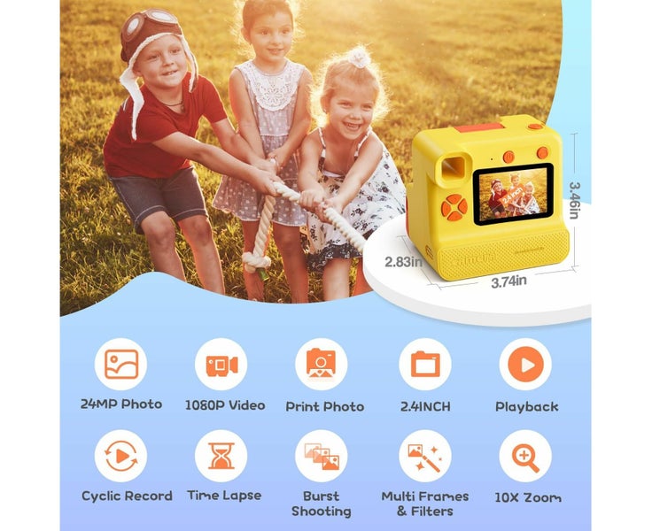 1080P Instant Print Camera for Kids,HD Digital Video Cameras with 3 Print Pap Carousel 2