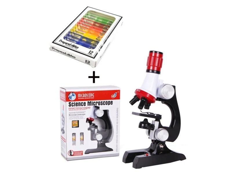 Microscope Kit Lab LED 100X-400X-1200X Home School Science Gift For Kids Carousel 1
