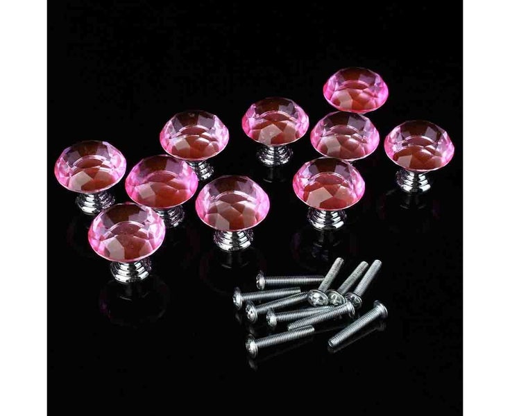 Drawer Cabinet Kitchen 10 Pieces 30Mm Pink Crystal Glass Door Handles Carousel 8