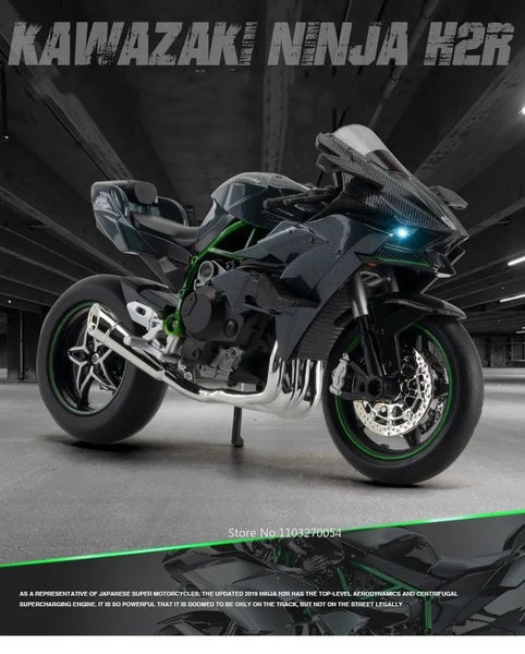 1:12 Kawasaki H2R BWM S1000RR Alloy Motorcycle Toys Diecast Miniature Car Front Carousel 14