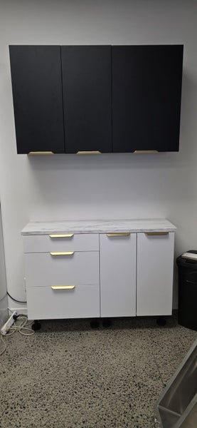 1200mm wide Black and White Matte Kitchenette Fully assembled Carousel 1