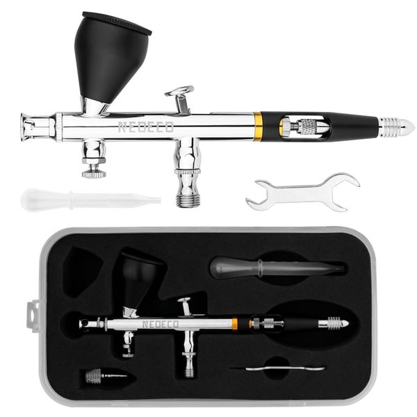 NEOECO NCT-SJ83 Dual Action Airbrush 9cc 1/3 Oz Fluid Cups Quick Remove Air Carousel 1