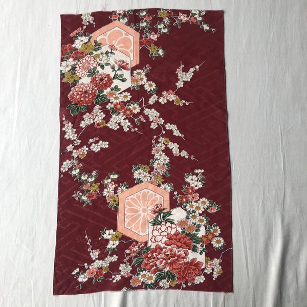 Vintage Silk Japanese Floral Fabric Piece Carousel 2