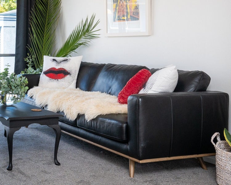 Nick Scali new black 3 seater leather couch62936674222337112
