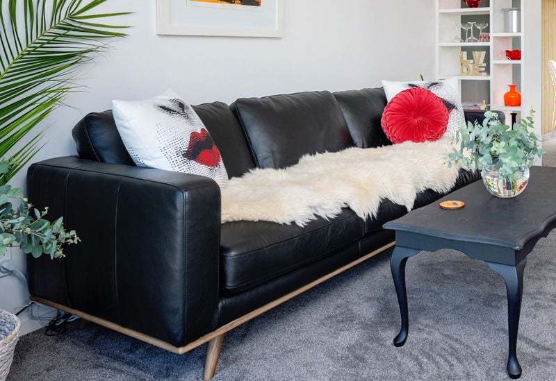 Nick Scali new black 3 seater leather couch62936674222337111