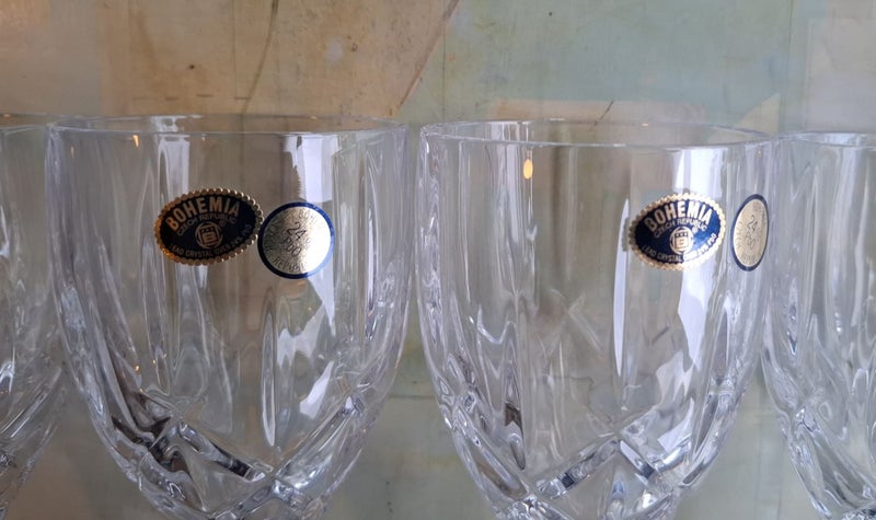 Bohemia 'Sheffield' pattern lead crystal wine glasses - set of six matching63616681114115113