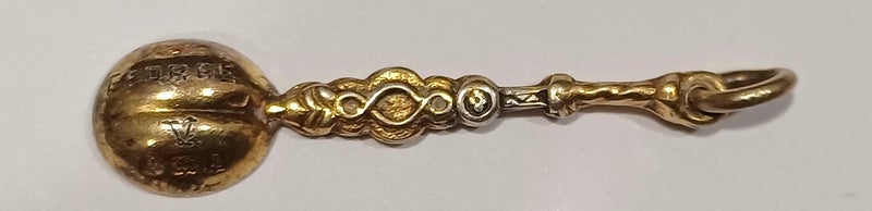Very rare Antique 1910 George V Gold gilt Pendant Spoon. Carousel 2