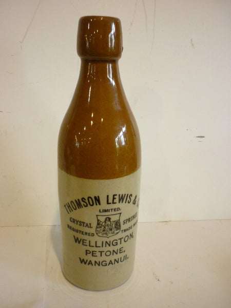 THOMSON LEWIS VINTAGE STONEWARE BOTTLE. WGTN, PETONE Carousel 1