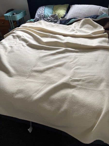 Cream vintage wool blanket single Carousel 1