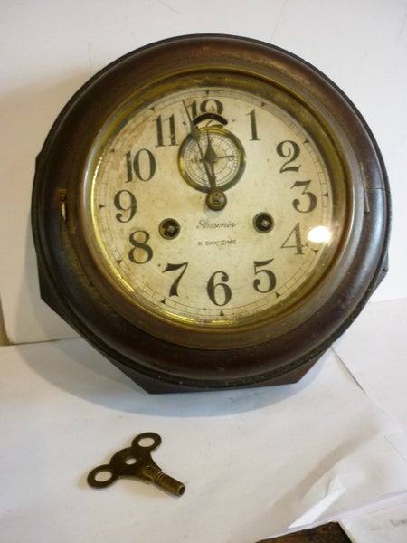 ANSONIA 8 DAY RARE SCHOOL / STATION CLOCK Carousel 6