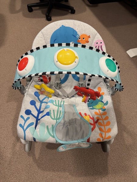 Baby Einstein Kick To It Opus Musical Infant To Toddler Rocker Grey Carousel 1