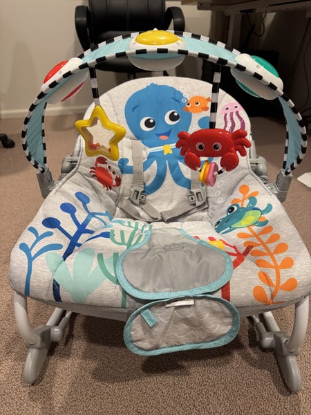 Baby Einstein Kick To It Opus Musical Infant To Toddler Rocker Grey Carousel 2